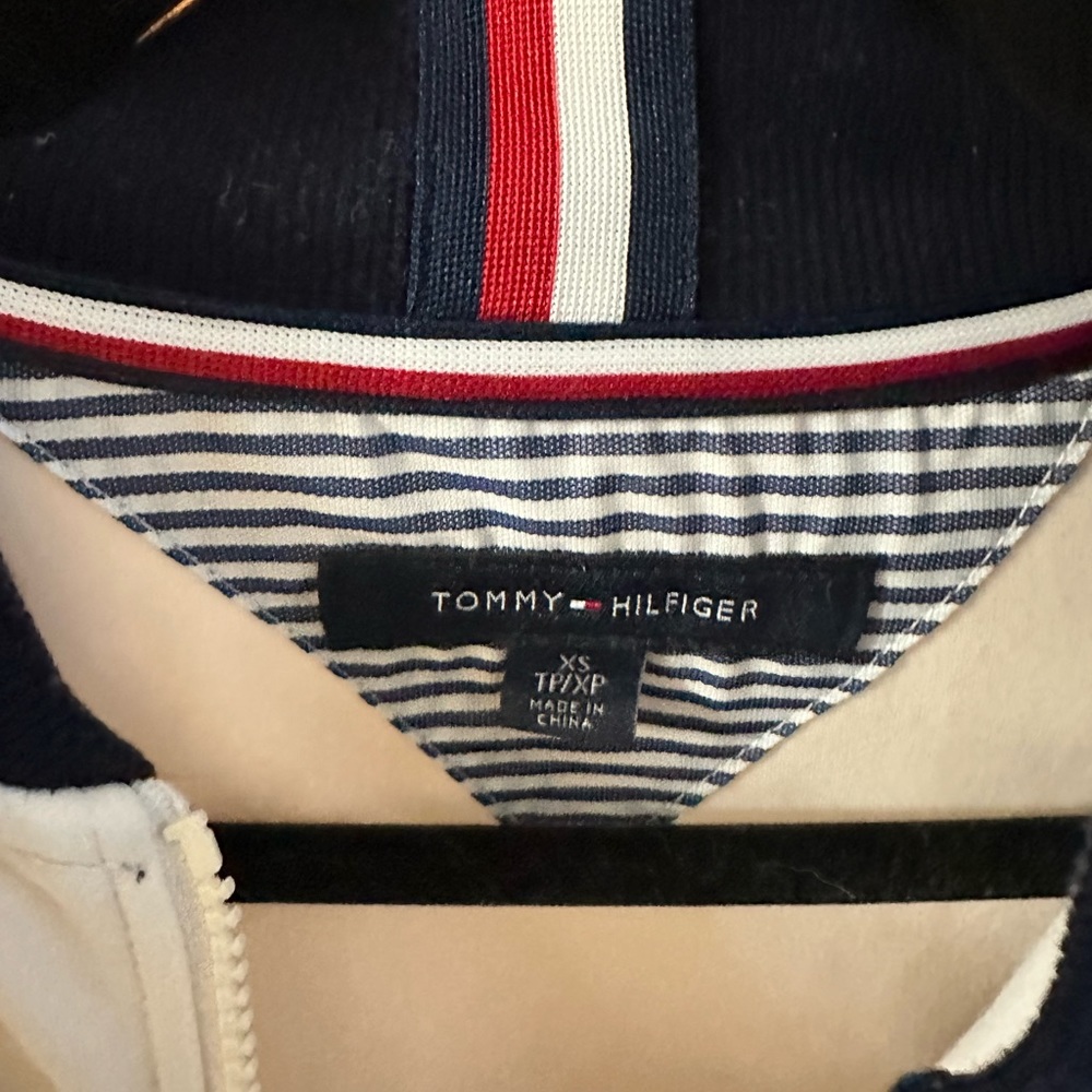 Tommy Hilfiger Men XS White Long Sleeve Full Zip Bomber Jacket
